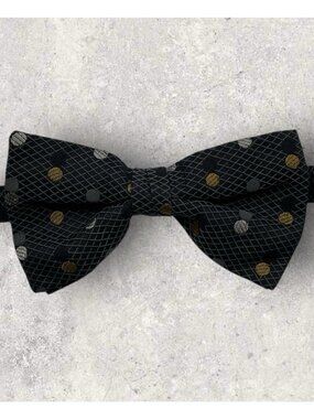 GIAN MARCO VENTURI Silk Bow Tie ITALY Gray Brown White Polka Dot W:2" EUC